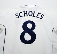 2001/03 SCHOLES #8 England Vintage Umbro Home Football Shirt (L) World Cup 2002