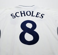 2001/03 SCHOLES #8 England Vintage Umbro Home Football Shirt (L) World Cup 2002
