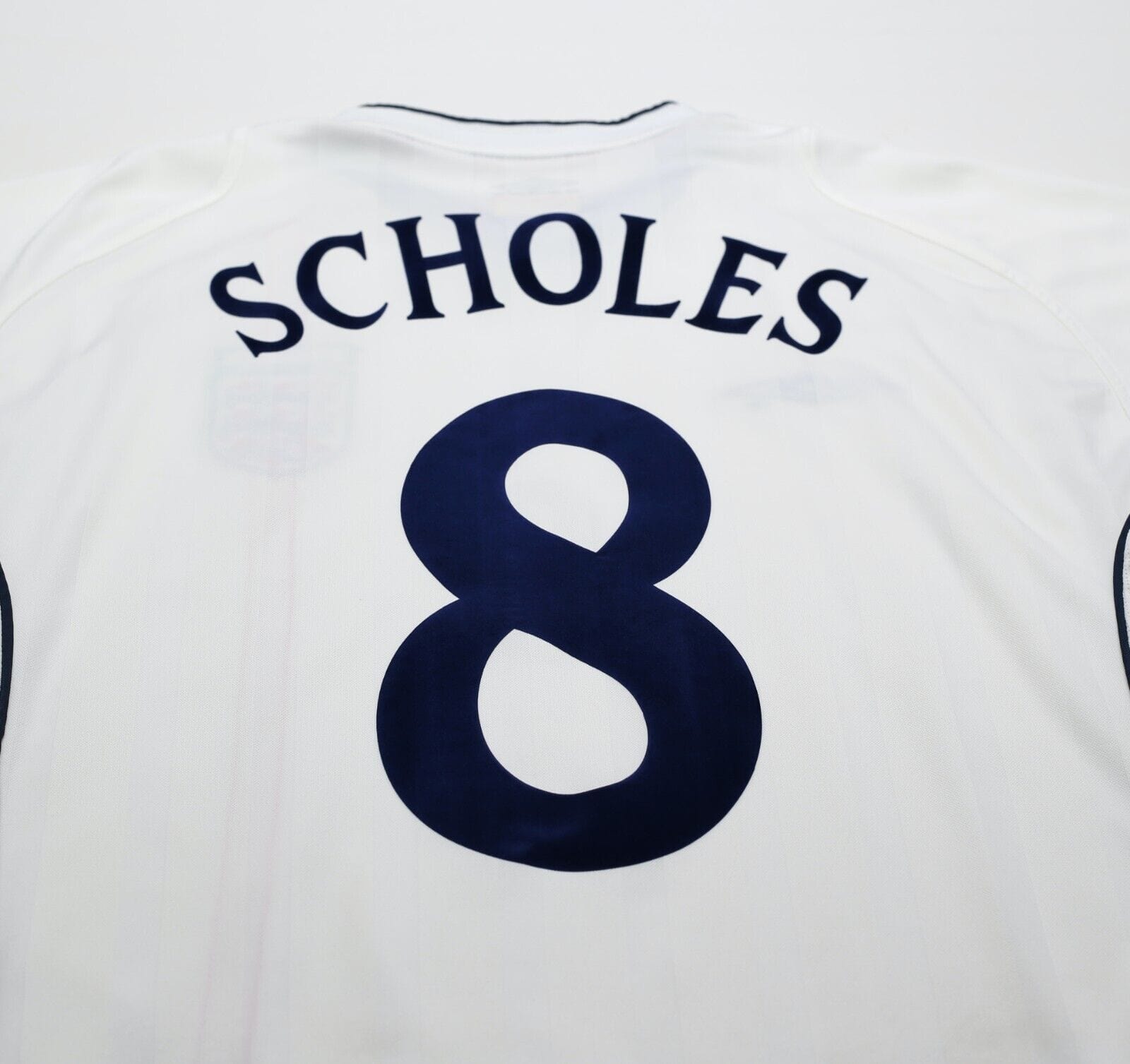 2001/03 SCHOLES #8 England Vintage Umbro Home Football Shirt (L) World Cup 2002