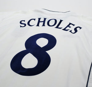 2001/03 SCHOLES #8 England Vintage Umbro Home Football Shirt (L) World Cup 2002