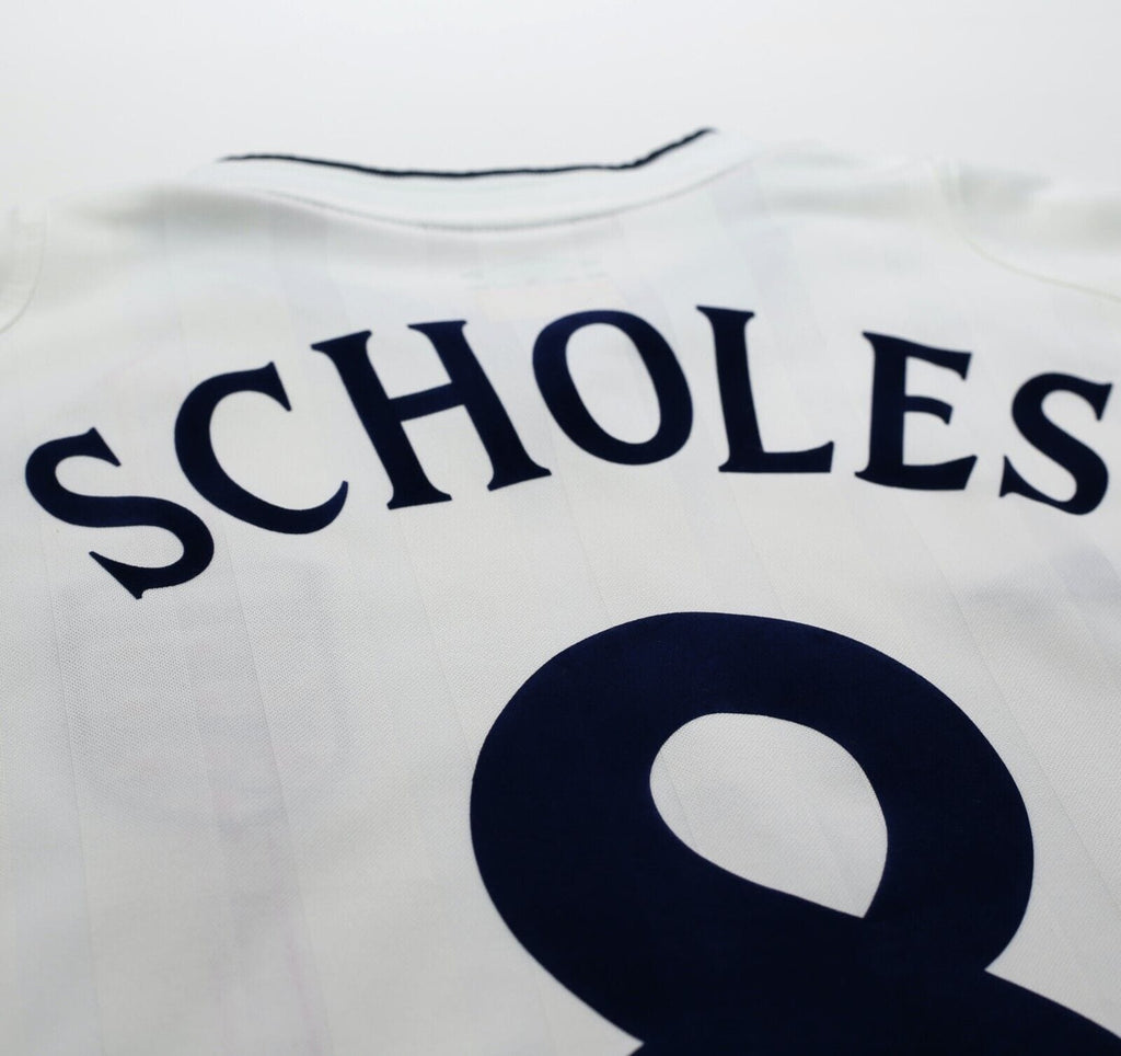 2001/03 SCHOLES #8 England Vintage Umbro Home Football Shirt (L) World Cup 2002