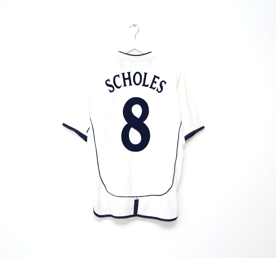 2001/03 SCHOLES #8 England Vintage Umbro Home Football Shirt (L) World Cup 2002