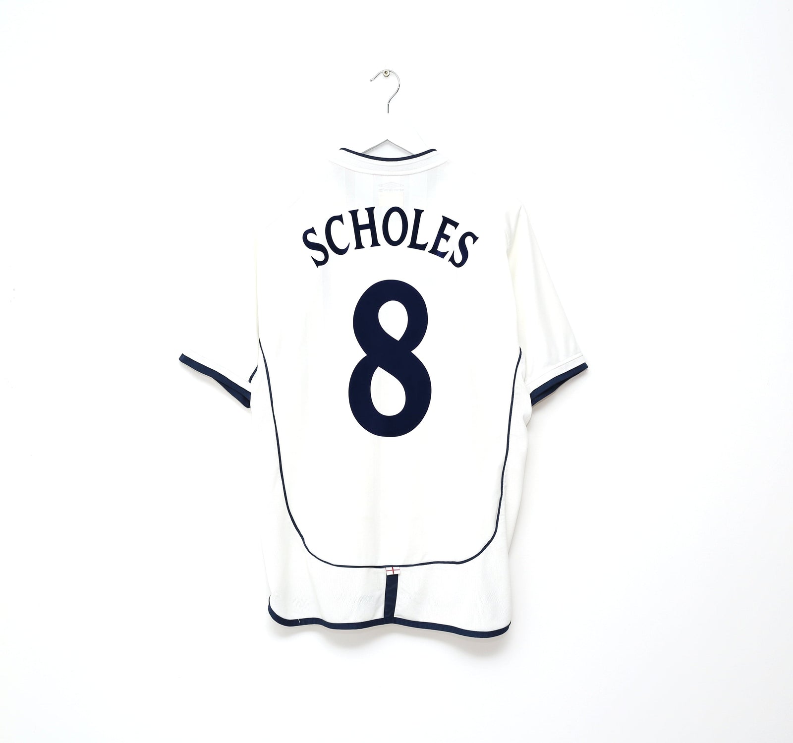2001/03 SCHOLES #8 England Vintage Umbro Home Football Shirt (L) World Cup 2002