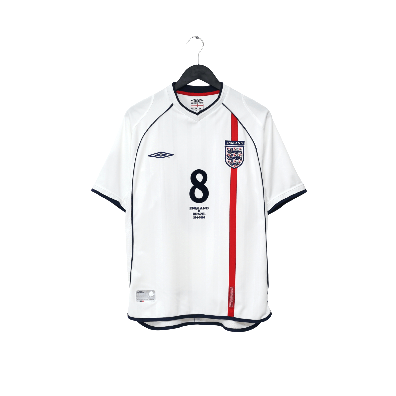 2001/03 Scholes #8 England Vintage Umbro Home Football Shirt (M) Brazil 2002 WC