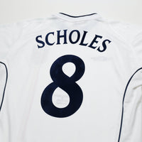 2001/03 Scholes #8 England Vintage Umbro Home Football Shirt (M) Brazil 2002 WC