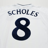 2001/03 Scholes #8 England Vintage Umbro Home Football Shirt (M) Brazil 2002 WC