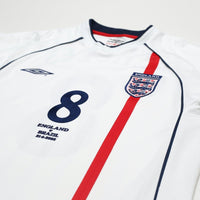 2001/03 Scholes #8 England Vintage Umbro Home Football Shirt (M) Brazil 2002 WC