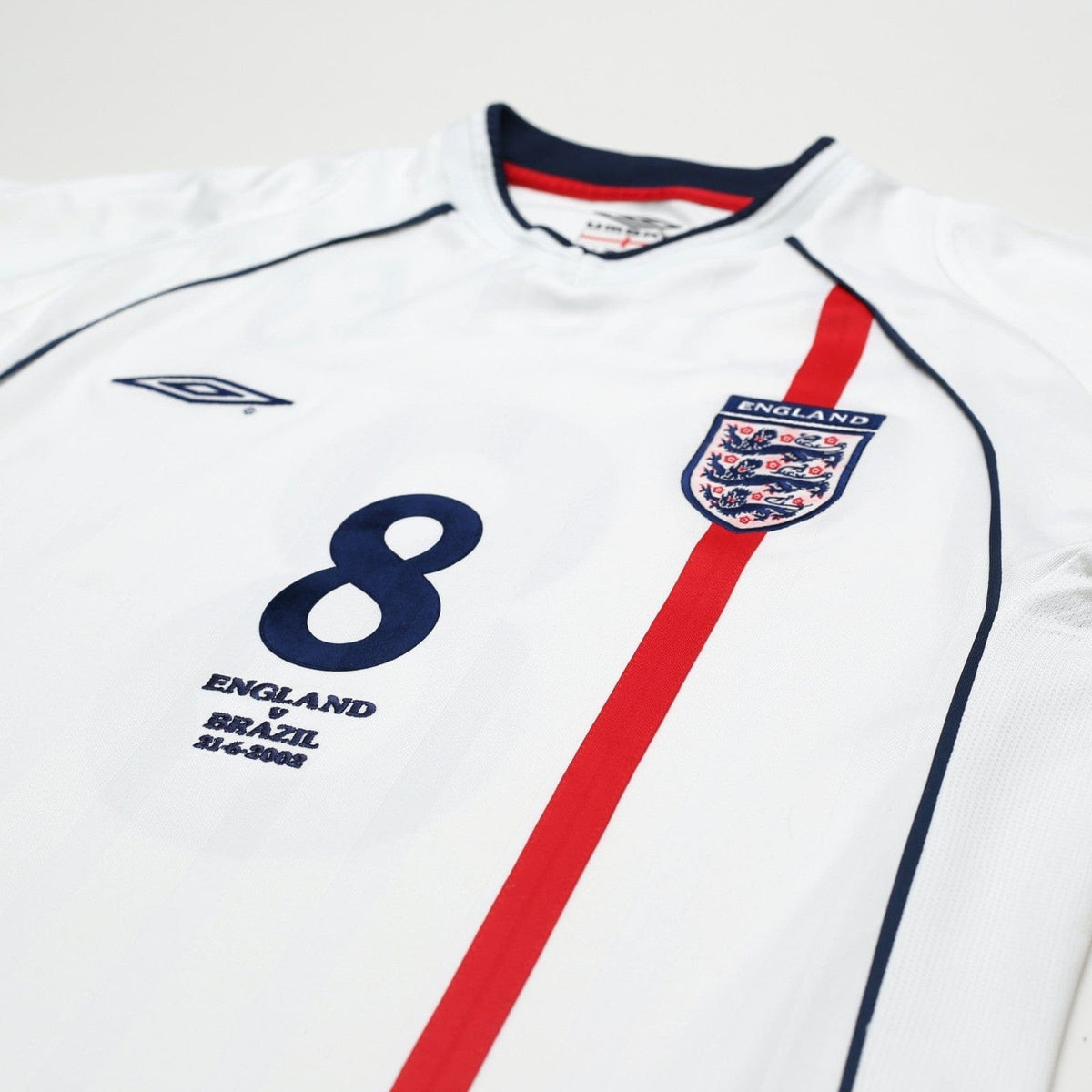 2001/03 Scholes #8 England Vintage Umbro Home Football Shirt (M) Brazil 2002 WC