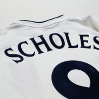 2001/03 Scholes #8 England Vintage Umbro Home Football Shirt (M) Brazil 2002 WC