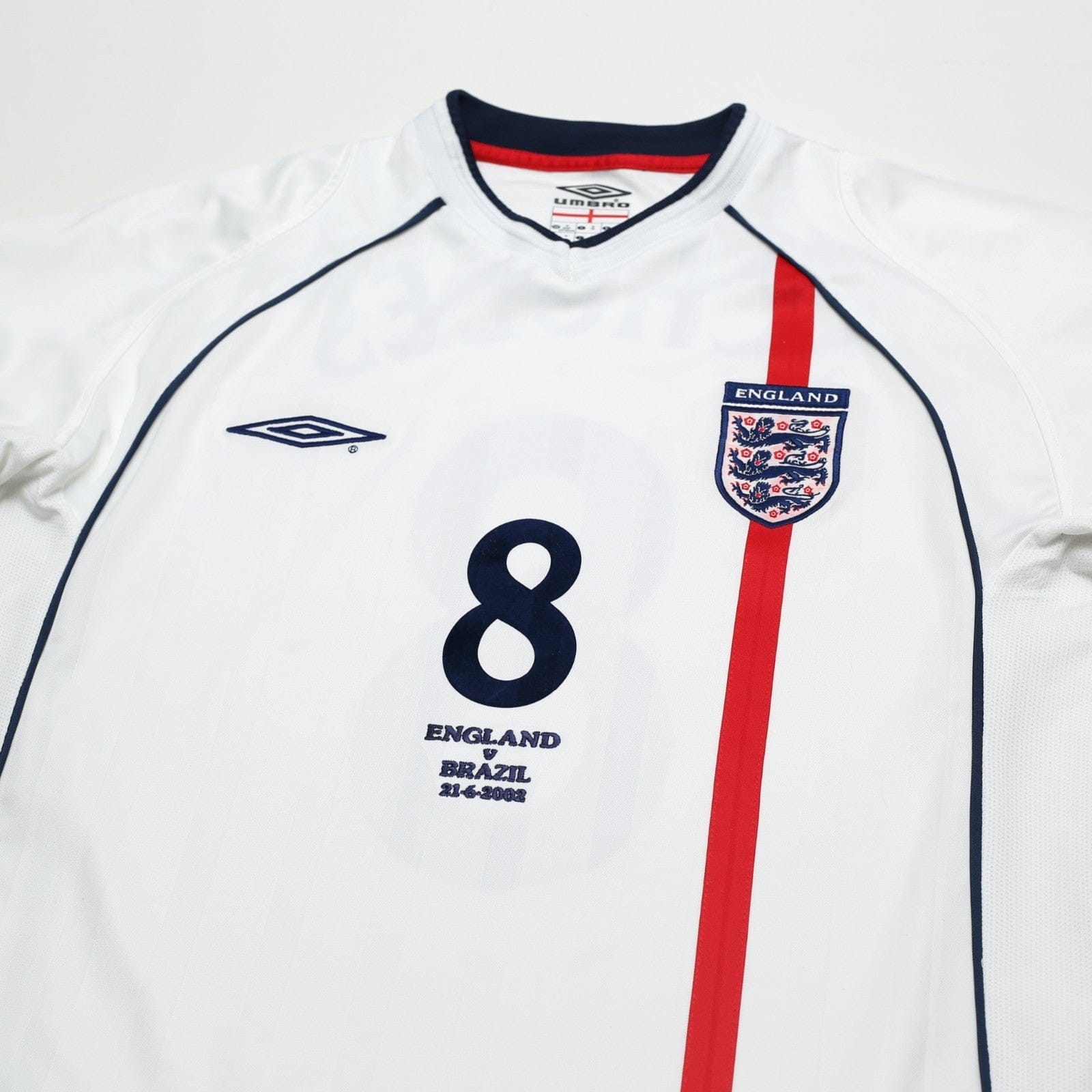2001/03 Scholes #8 England Vintage Umbro Home Football Shirt (M) Brazil 2002 WC