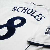2001/03 Scholes #8 England Vintage Umbro Home Football Shirt (M) Brazil 2002 WC