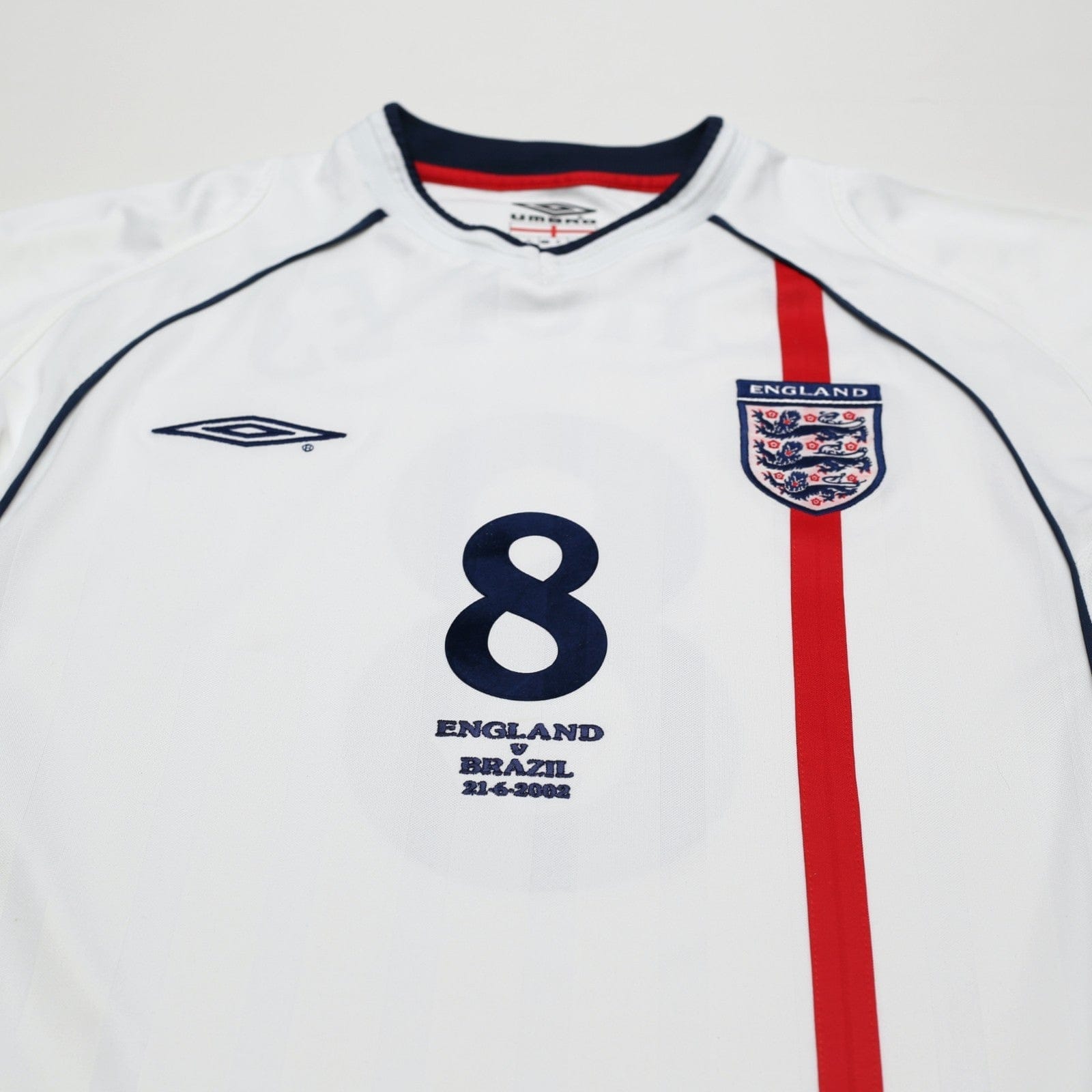 2001/03 Scholes #8 England Vintage Umbro Home Football Shirt (M) Brazil 2002 WC