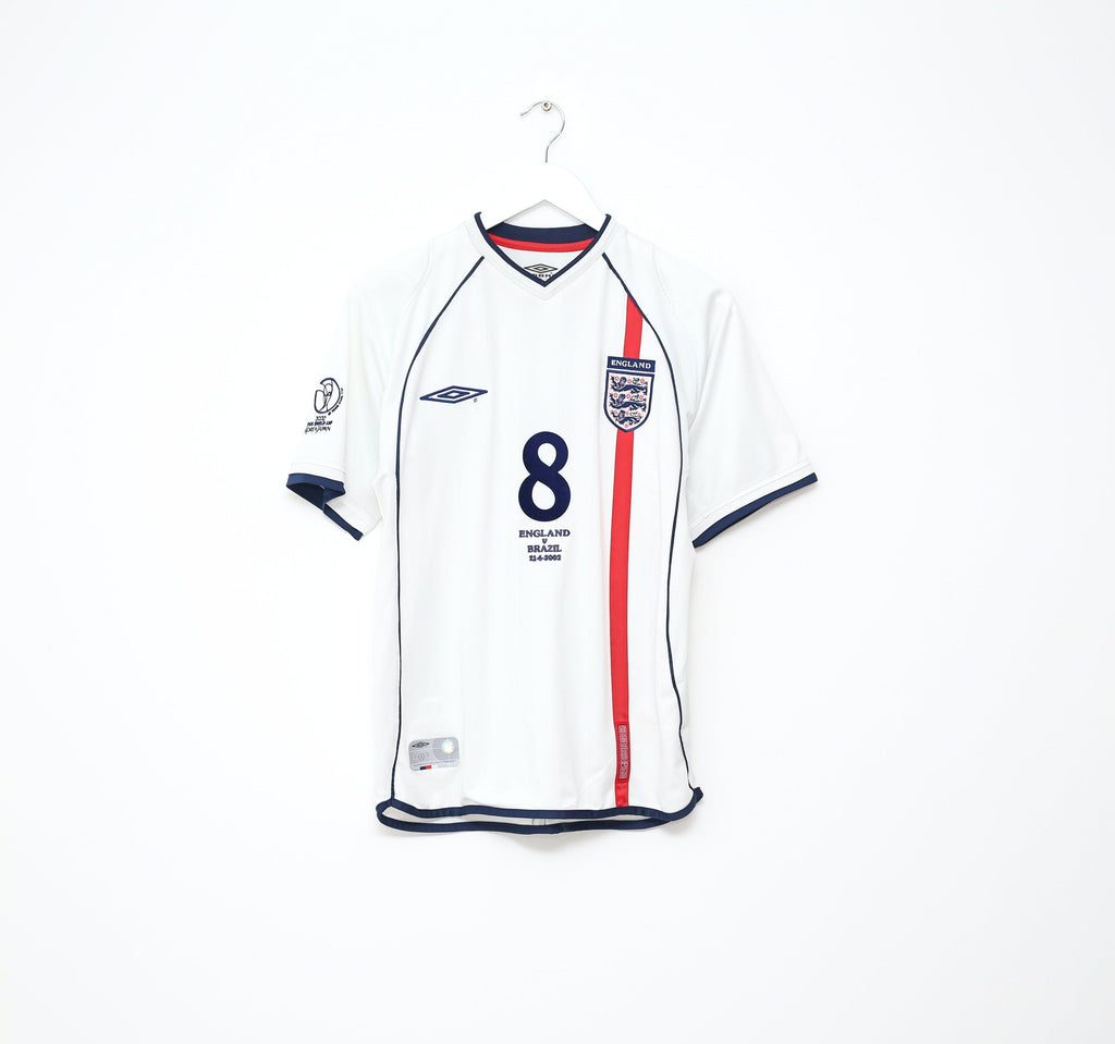 2001/03 SCHOLES #8 England Vintage Umbro Home Football Shirt (S) WC 2002 BRAZIL