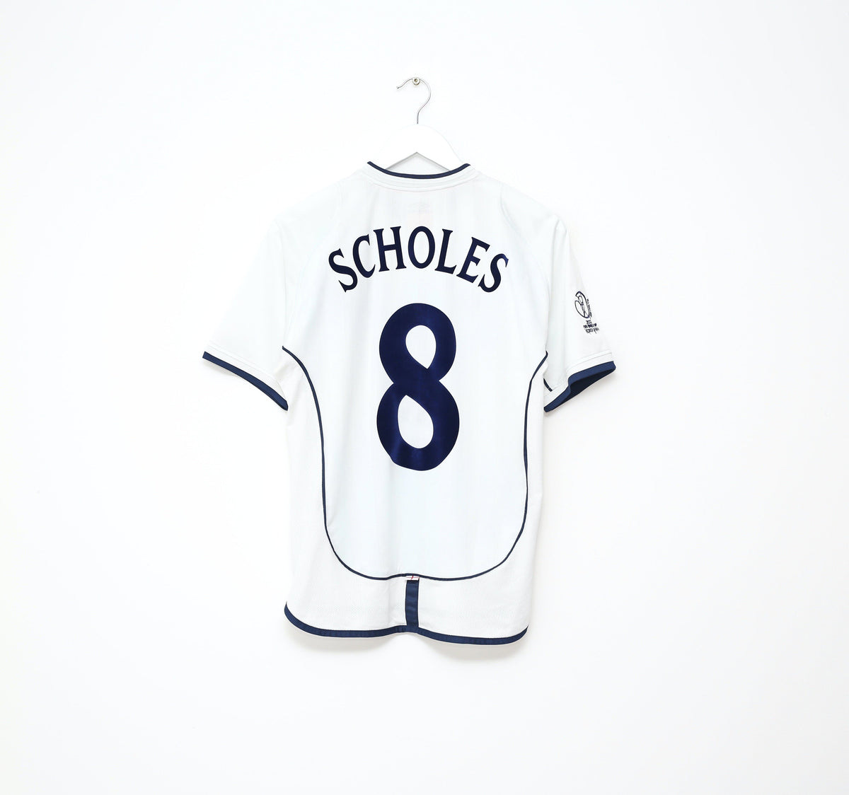 2001/03 SCHOLES #8 England Vintage Umbro Home Football Shirt (S) WC 2002 BRAZIL