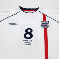 2001/03 Scholes #8 England Vintage Umbro Home Football Shirt (XL) Brazil 2002 WC