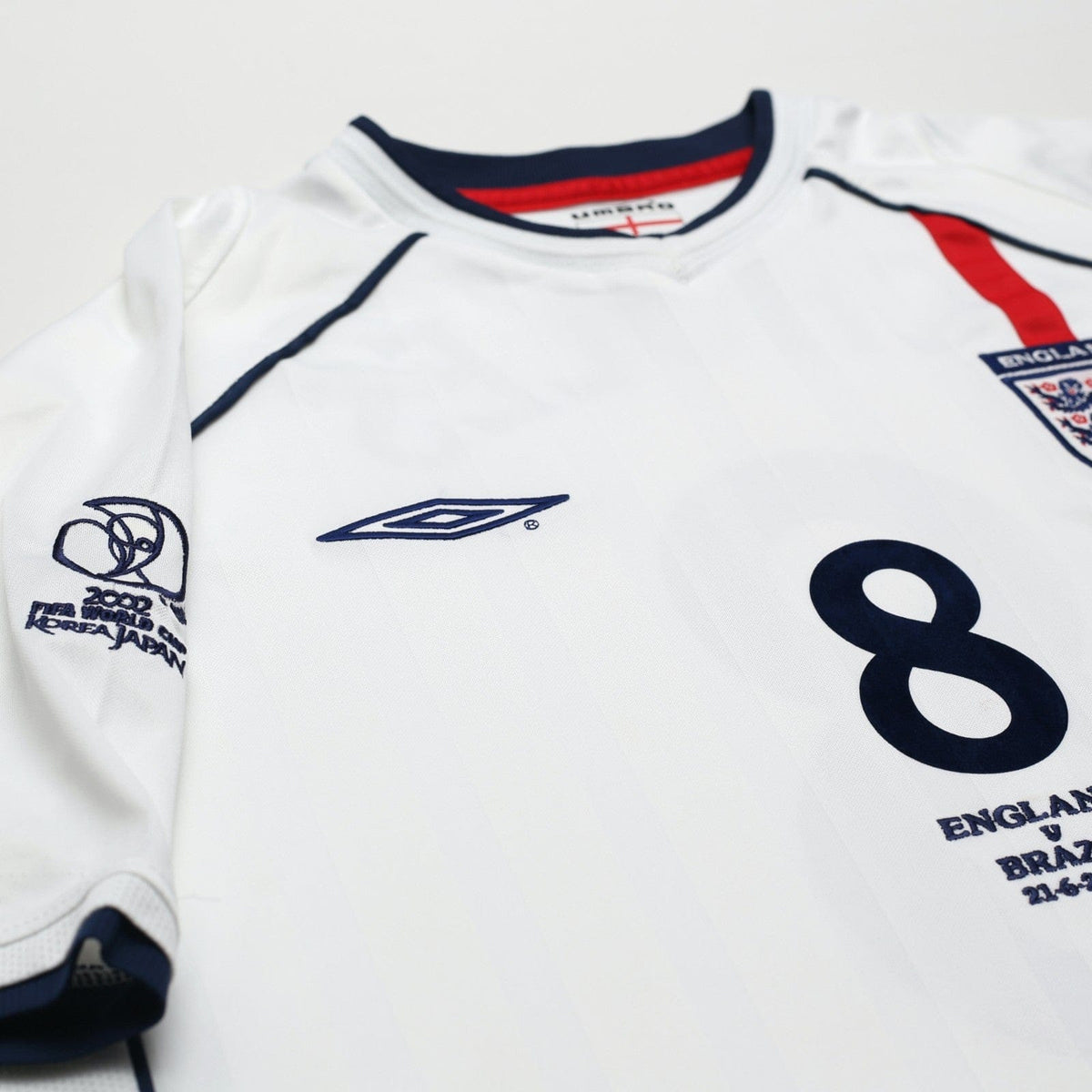 2001/03 Scholes #8 England Vintage Umbro Home Football Shirt (XL) Brazil 2002 WC