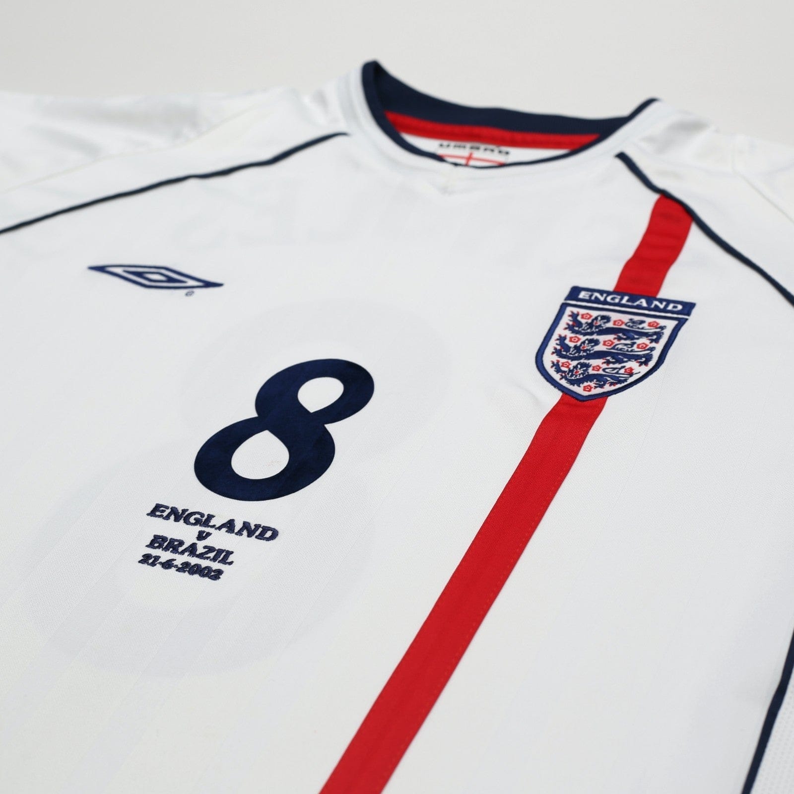 2001/03 Scholes #8 England Vintage Umbro Home Football Shirt (XL) Brazil 2002 WC