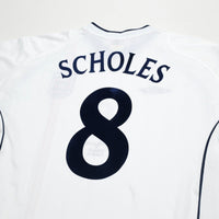 2001/03 Scholes #8 England Vintage Umbro Home Football Shirt (XL) Brazil 2002 WC