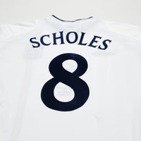 2001/03 Scholes #8 England Vintage Umbro Home Football Shirt (XL) Brazil 2002 WC