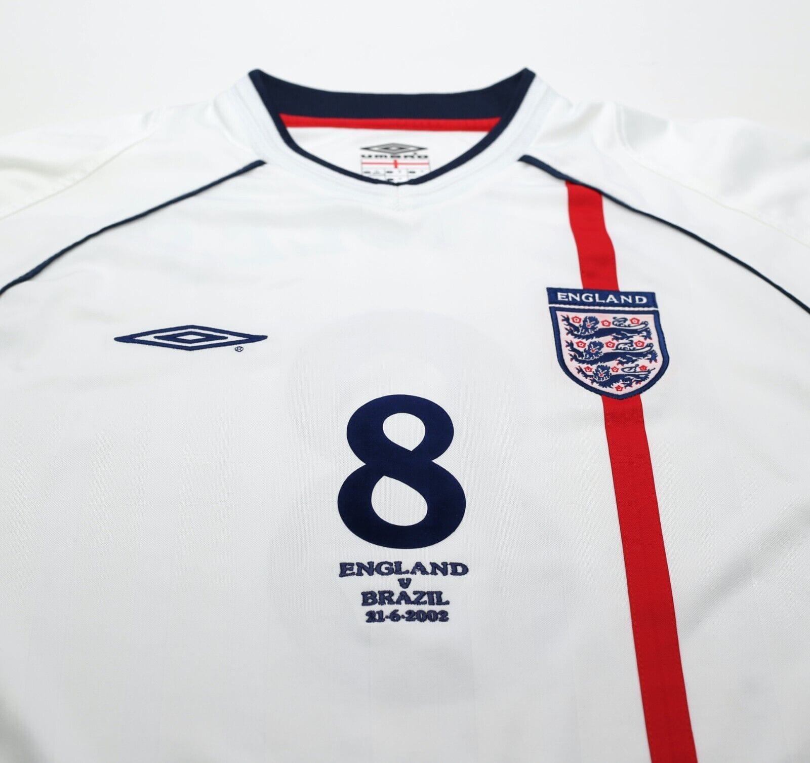2001/03 SCHOLES #8 England Vintage Umbro Home Football Shirt (XL) WC 2002 BRAZIL