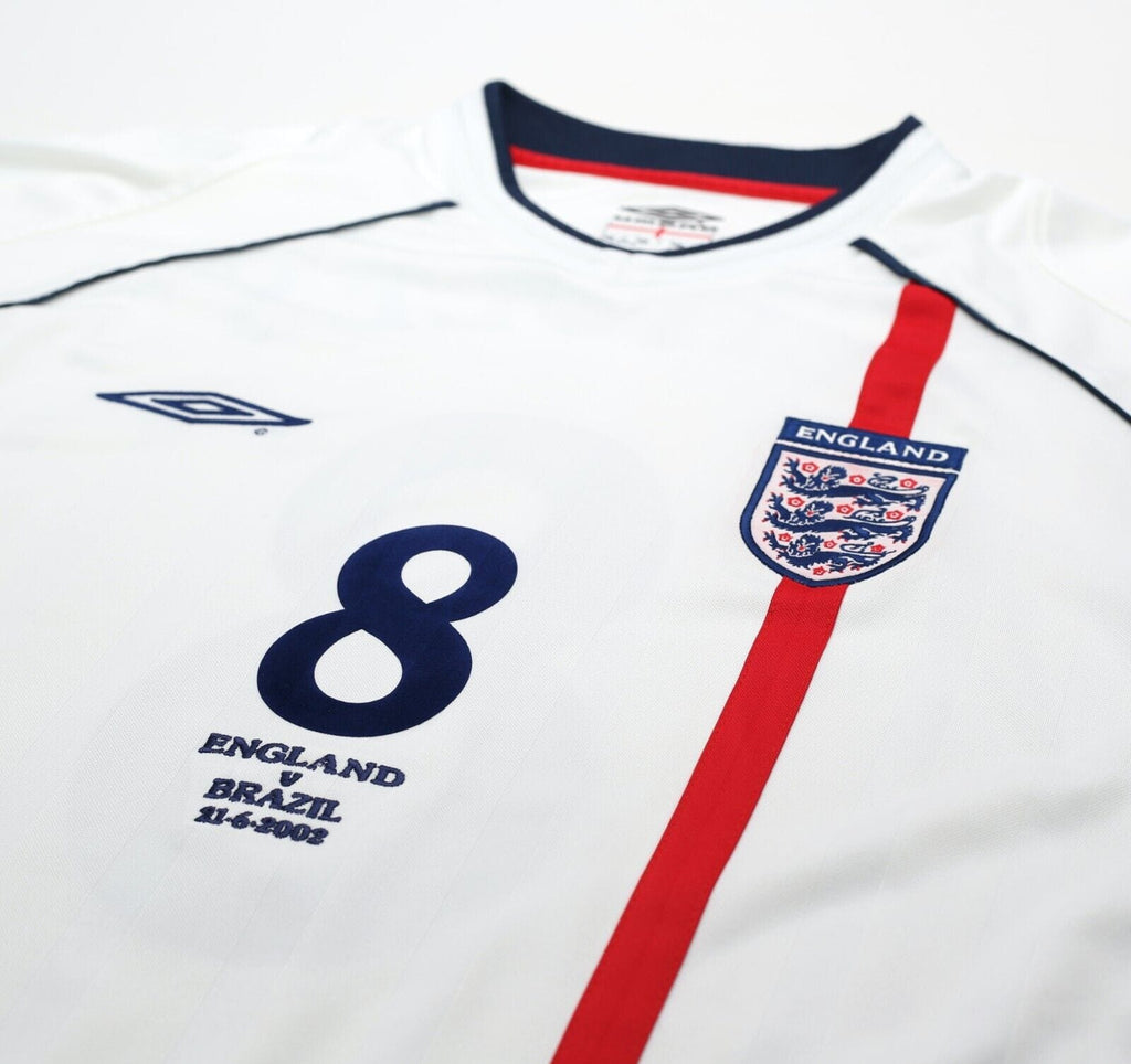 2001/03 SCHOLES #8 England Vintage Umbro Home Football Shirt (XL) WC 2002 BRAZIL