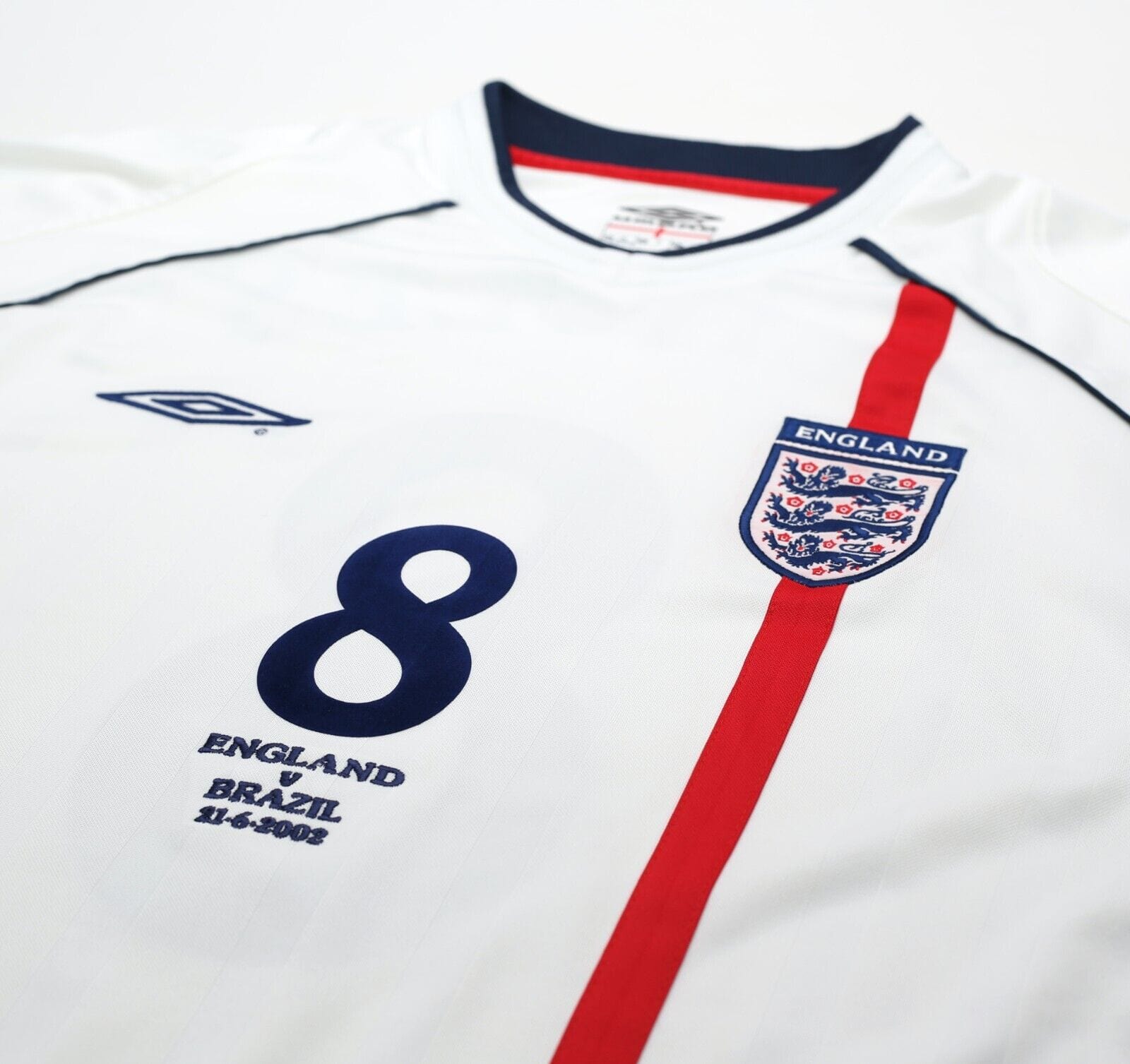 2001/03 SCHOLES #8 England Vintage Umbro Home Football Shirt (XL) WC 2002 BRAZIL