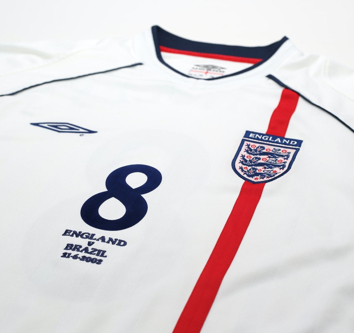 2001/03 SCHOLES #8 England Vintage Umbro Home Football Shirt (XL) WC 2002 BRAZIL