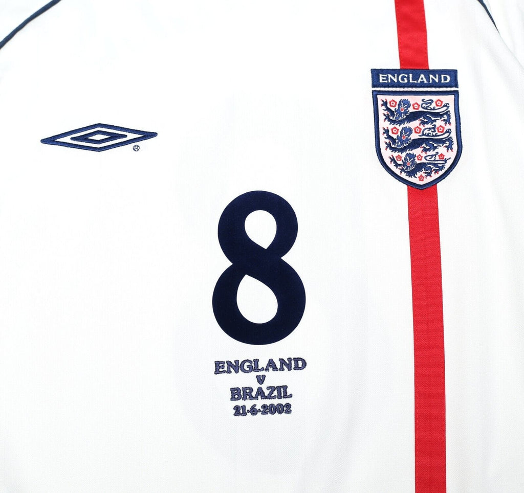 2001/03 SCHOLES #8 England Vintage Umbro Home Football Shirt (XL) WC 2002 BRAZIL