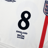 2001/03 Scholes #8 England Vintage Umbro Home Football Shirt XXL Brazil 2002 WC