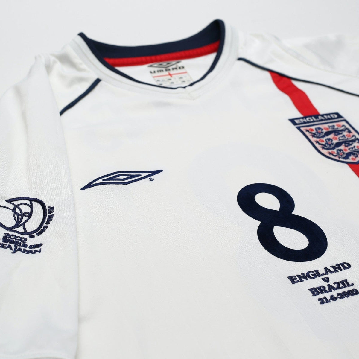 2001/03 Scholes #8 England Vintage Umbro Home Football Shirt XXL Brazil 2002 WC