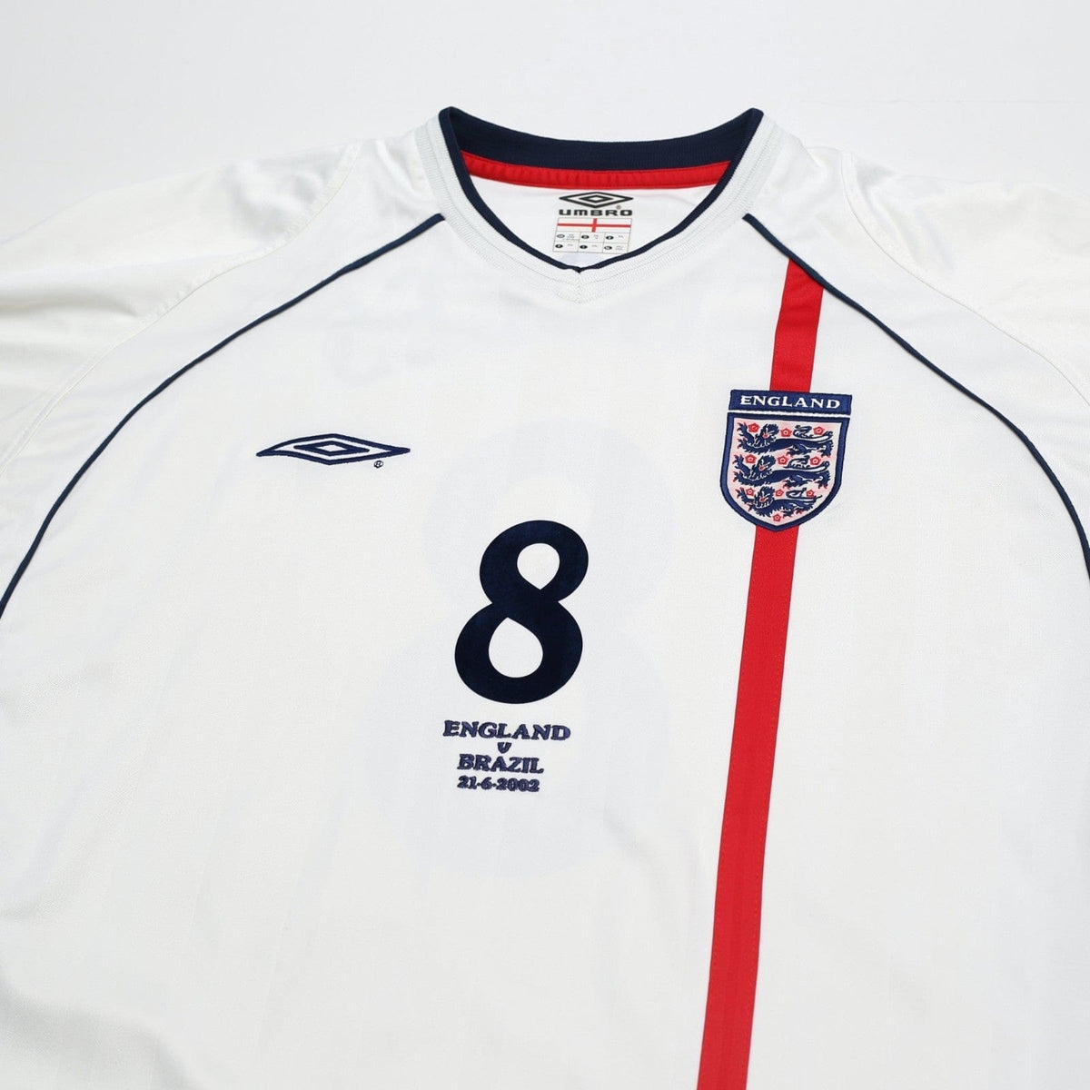 2001/03 Scholes #8 England Vintage Umbro Home Football Shirt XXL Brazil 2002 WC