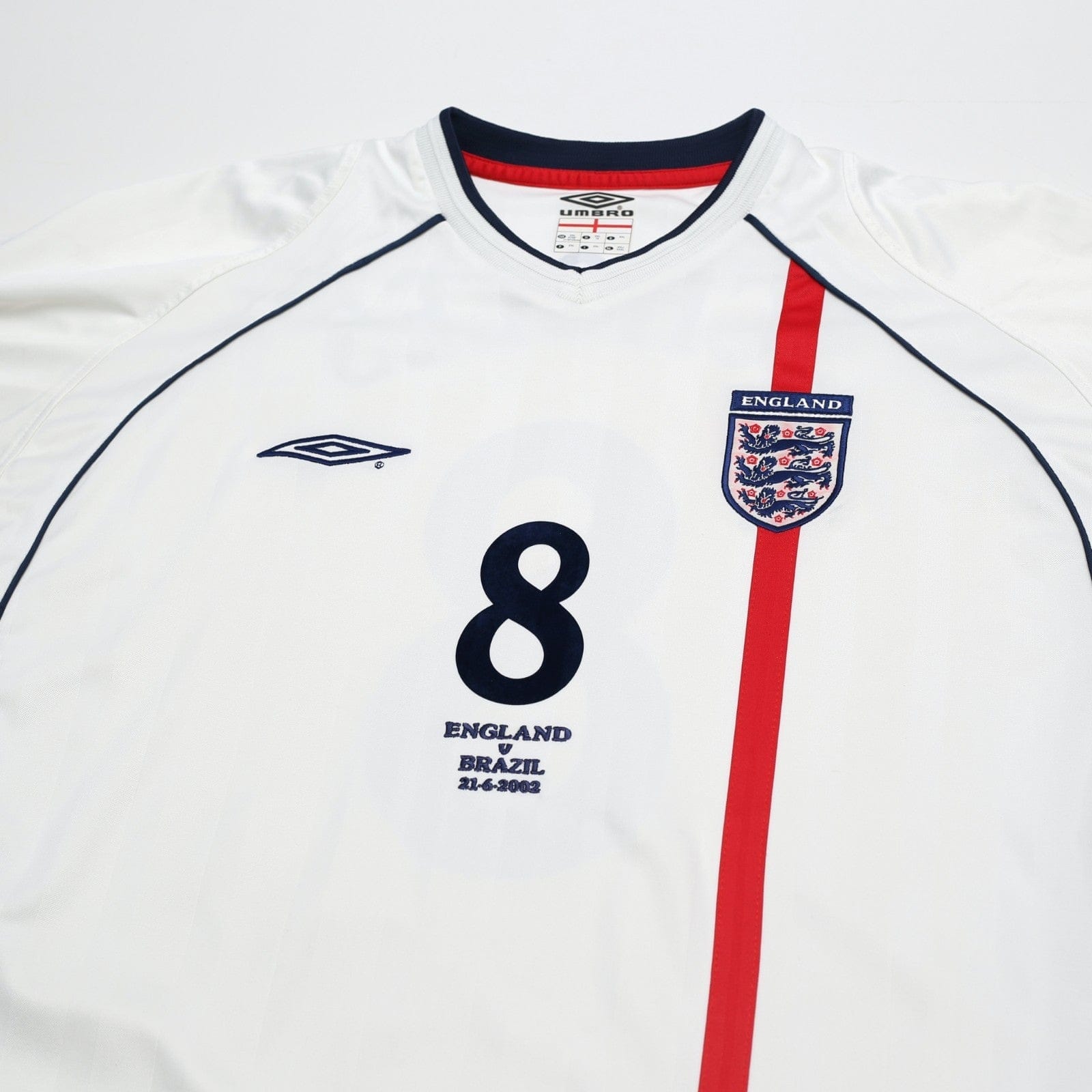 2001/03 Scholes #8 England Vintage Umbro Home Football Shirt XXL Brazil 2002 WC