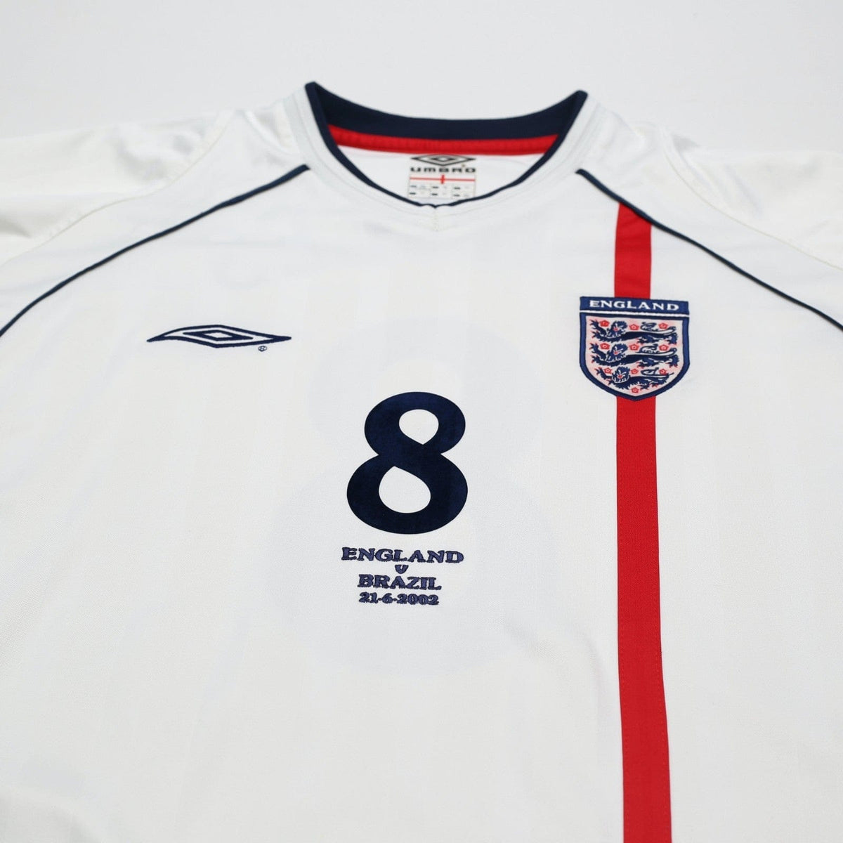 2001/03 Scholes #8 England Vintage Umbro Home Football Shirt XXL Brazil 2002 WC