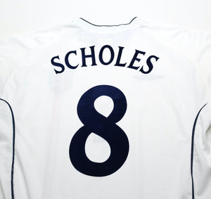 2001/03 SCHOLES #8 England Vintage Umbro Home Greece Football Shirt (L) WC 2002