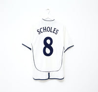 2001/03 SCHOLES #8 England Vintage Umbro Home Greece Football Shirt (L) WC 2002