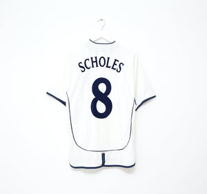 2001/03 SCHOLES #8 England Vintage Umbro Home Greece Football Shirt (L) WC 2002