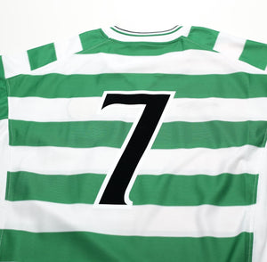 2001 LARSSON #7 Celtic Umbro Home Football Shirt (L) TOM BOYD TESTIMONIAL