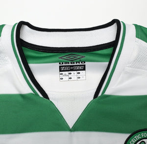 2001 LARSSON #7 Celtic Umbro Home Football Shirt (L) TOM BOYD TESTIMONIAL