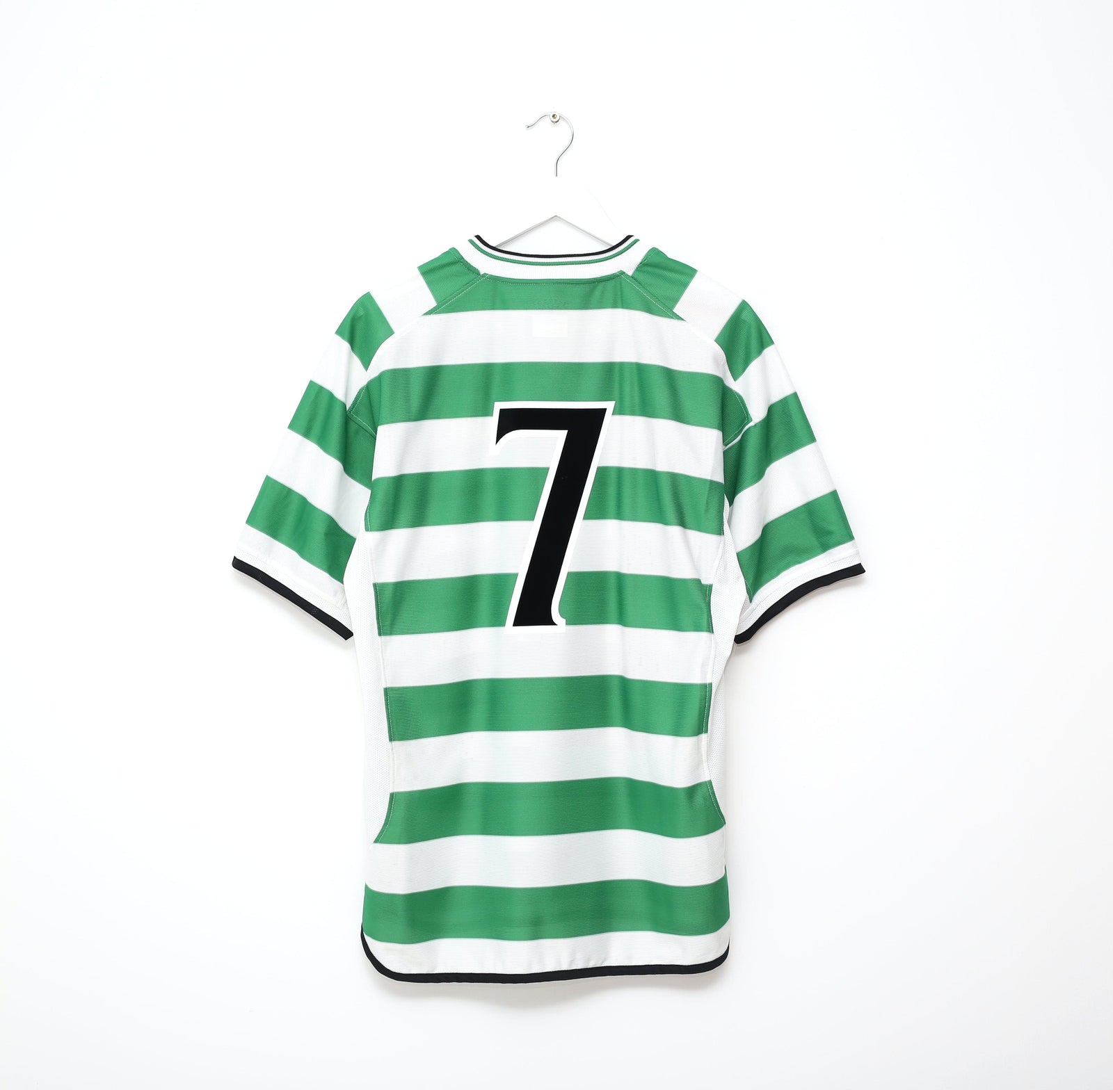 2001 LARSSON #7 Celtic Umbro Home Football Shirt (L) TOM BOYD TESTIMONIAL