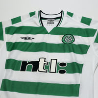 2001 Larsson #7 Celtic Vintage Umbro Home Football Shirt (S)
