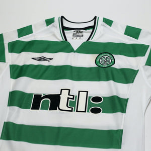 2001 Larsson #7 Celtic Vintage Umbro Home Football Shirt (S)
