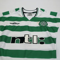 2001 Larsson #7 Celtic Vintage Umbro Home Football Shirt (S)