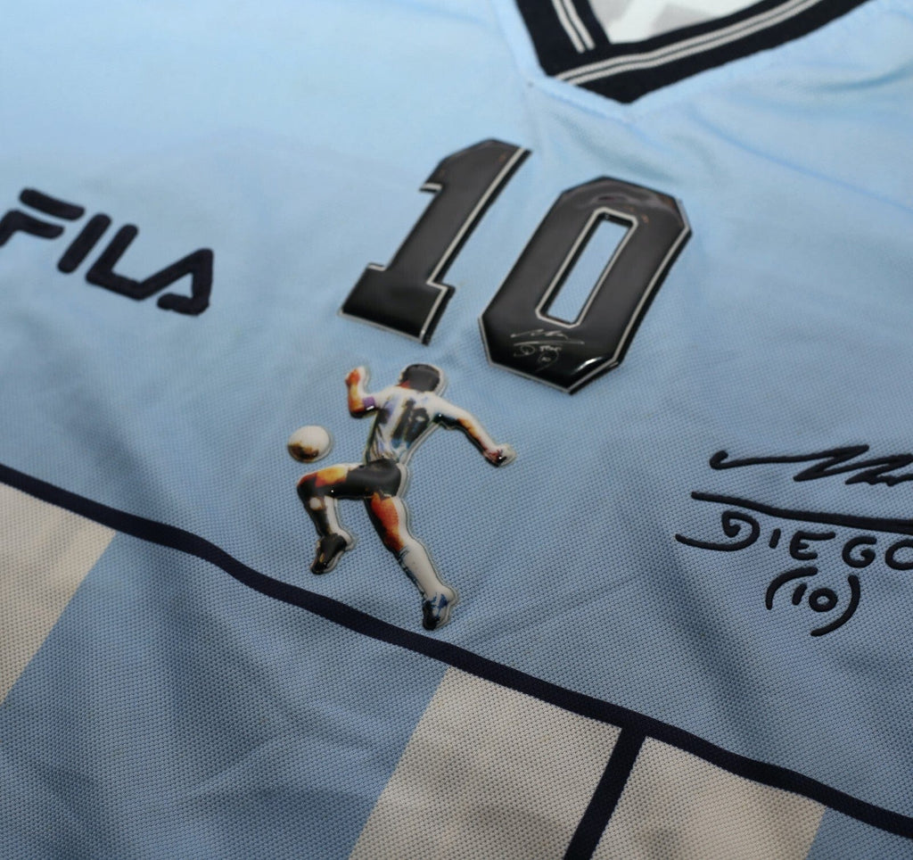 2001 MARADONA #10 Argentina Vintage FILA Testimonial Football Shirt (XL)