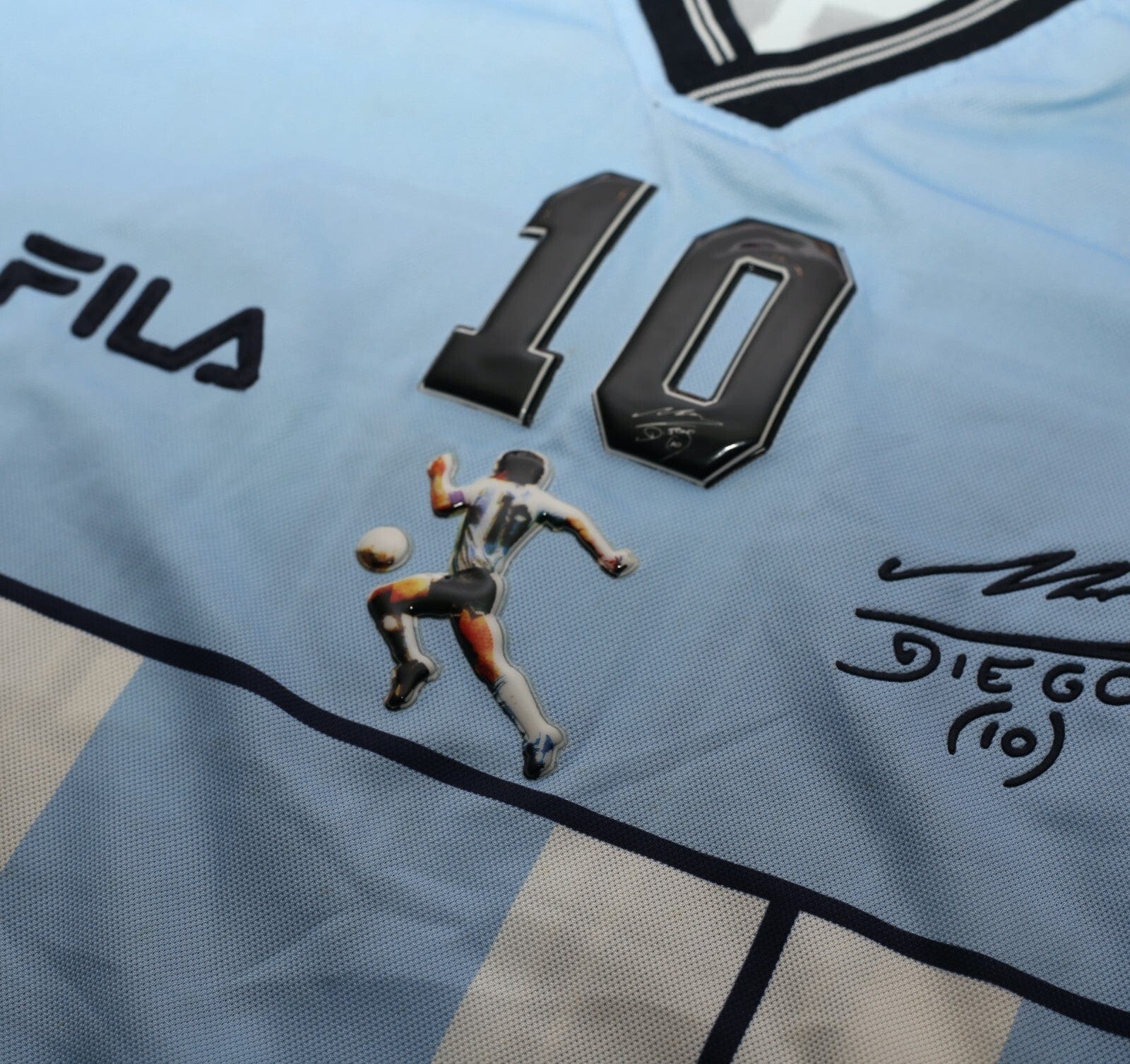 2001 MARADONA #10 Argentina Vintage FILA Testimonial Football Shirt (XL)