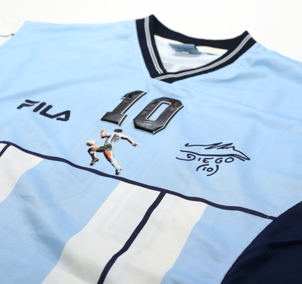 2001 MARADONA #10 Argentina Vintage FILA Testimonial Football Shirt (XL)