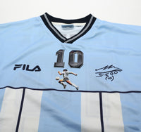 2001 MARADONA #10 Argentina Vintage FILA Testimonial Football Shirt (XL)