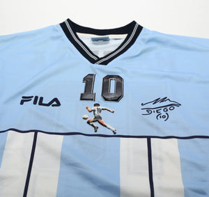 2001 MARADONA #10 Argentina Vintage FILA Testimonial Football Shirt (XL)