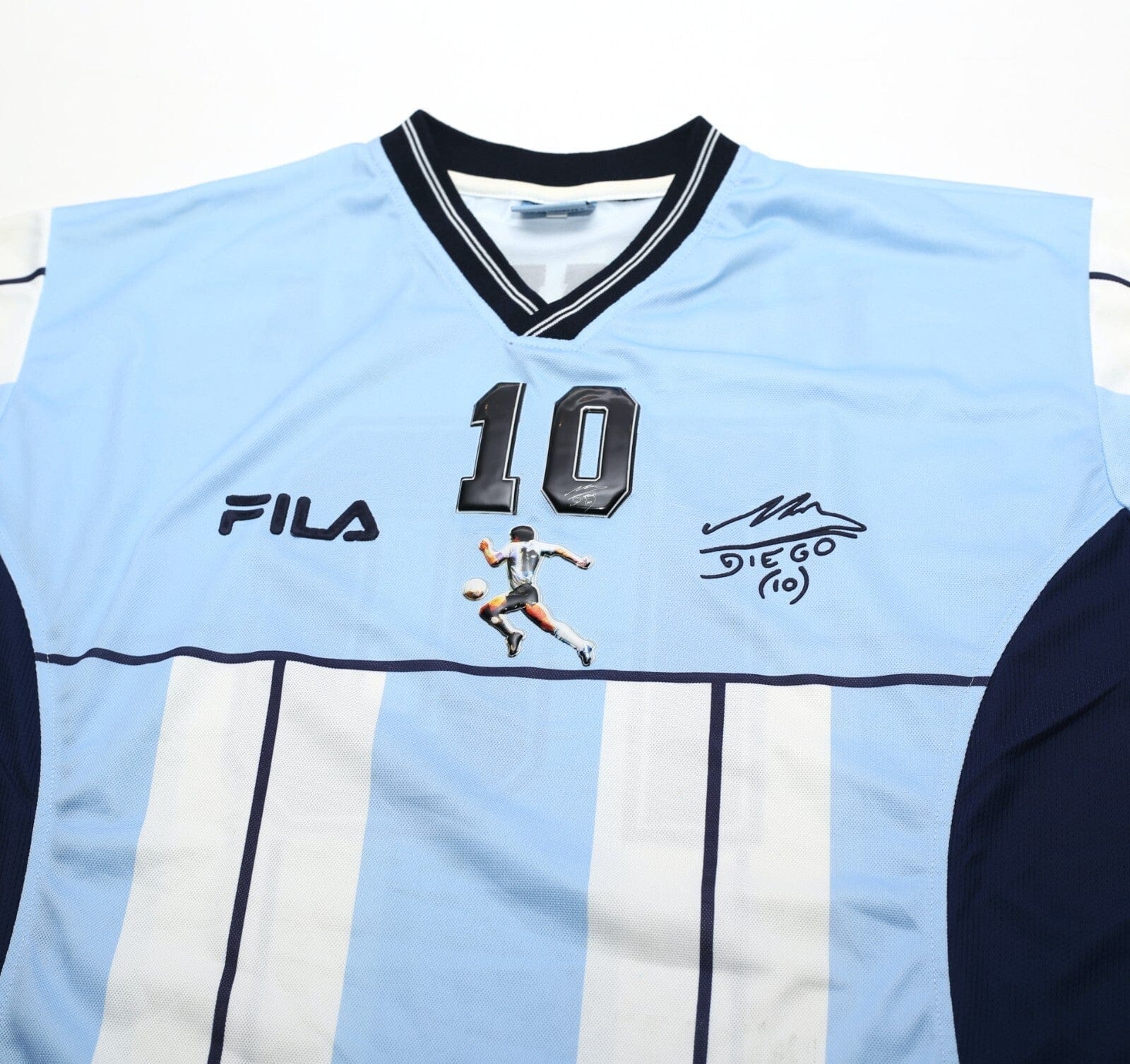 2001 MARADONA #10 Argentina Vintage FILA Testimonial Football Shirt (XL)