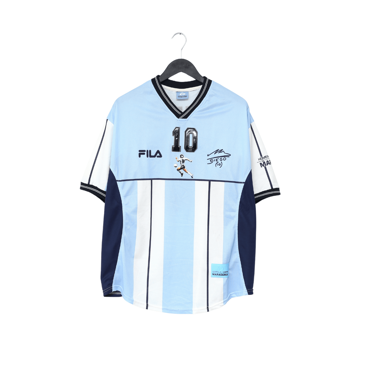 2001 MARADONA #10 Argentina Vintage FILA Testimonial Football Shirt (XL)