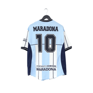 2001 MARADONA #10 Argentina Vintage FILA Testimonial Football Shirt (XL)